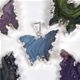 10 piece sheet of silver plated dyed agate druzy butterfly pendants.