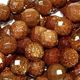 16" strand of faceted 10mm round goldstone beads.