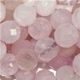 16" strand of faceted 10mm round rose quartz beads.
