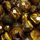 16" strand of faceted 10mm round tigereye beads.