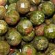 16" strand of faceted 10mm round unakite beads.