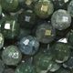 16" strand of faceted 10mm round green moss agate beads.